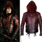 Majestic Leather - Pfeil Arsenal Rot Colton Haynes mit Kapuze Kostüm Lederjacke