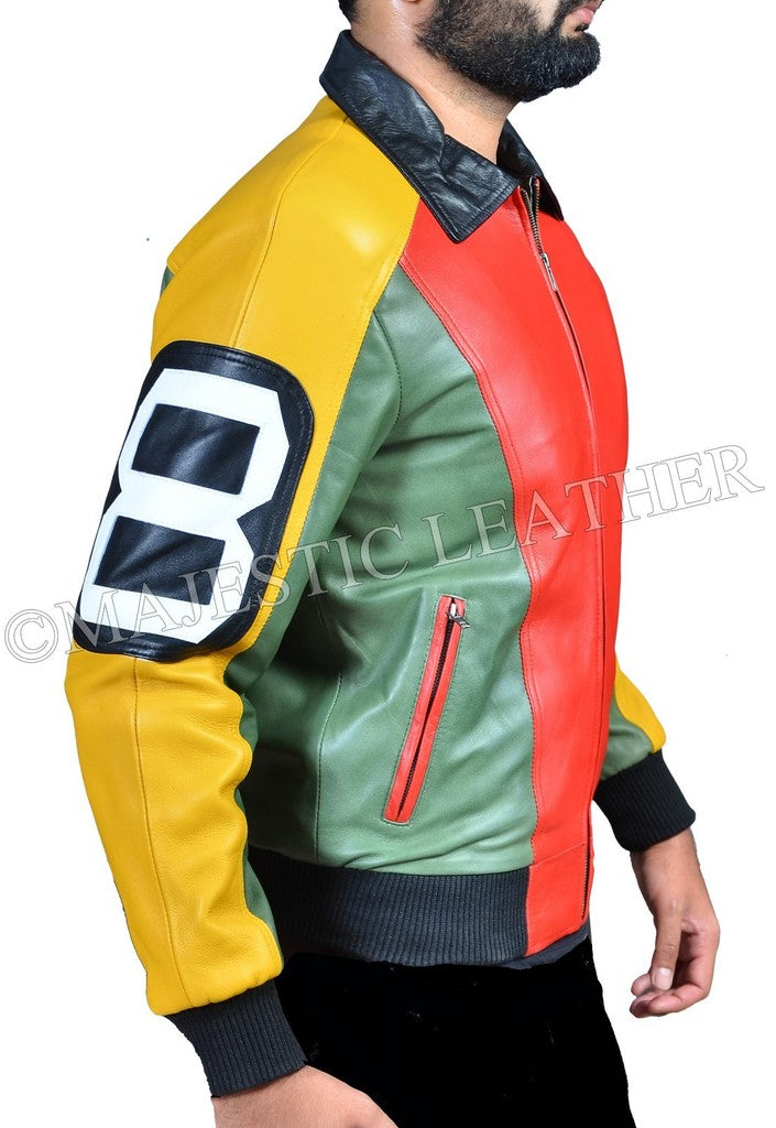 Majestic Leather - 8 Ball Pool Seinfeld Michael Hoban MI Bomber Genuine Leather Jacket All Sizes