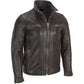 Majestic Leather - Men's BLACK Rivet Leather Faded-Seam Jacket Genuine Leather Jacket