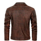 Cafe Racer Brown Trucker Genuine Leather Vintage Jacket — side profile | Majestic Leather UK