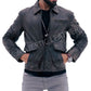 Majestic Leather - New Men's Aviator Distress Black Grey Real Leather Jacket
