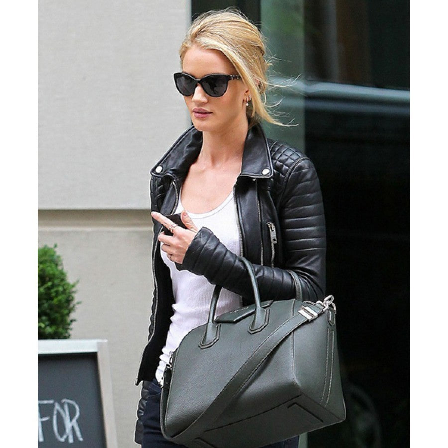 Majestic Leather - Rosie Huntington Whiteley Schwarzes Leder Steppjacke für Damen Reduziert Sale