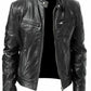 Majestic Leather - Herren Vintage Cafe Racer Schwarz Braun Echtleder Slim Fit Echt Bikerjacke