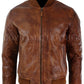 Majestic Leather - Mens Tan Brown Vintage Real Leather Bomber Pilot Jacket
