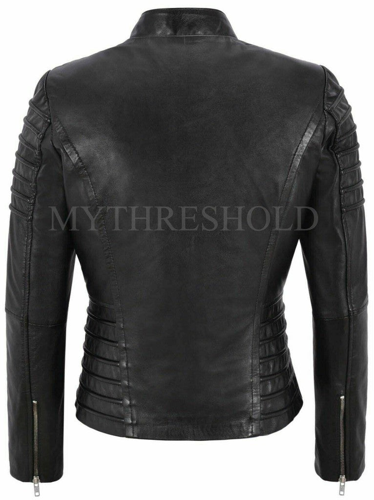 Majestic Leather - Women's Genuine Lambskin Leather Jacket Motorcycle Real Slim fit Biker Jacket