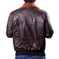 Majestic Leather - Mens Aviator Navy G-1 Flight Jacket Real Brown Leather Bomber Jacket