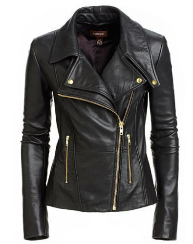 Majestic Leather - New Women's Black Slim Fit Biker Style Moto Real Leather Jacket