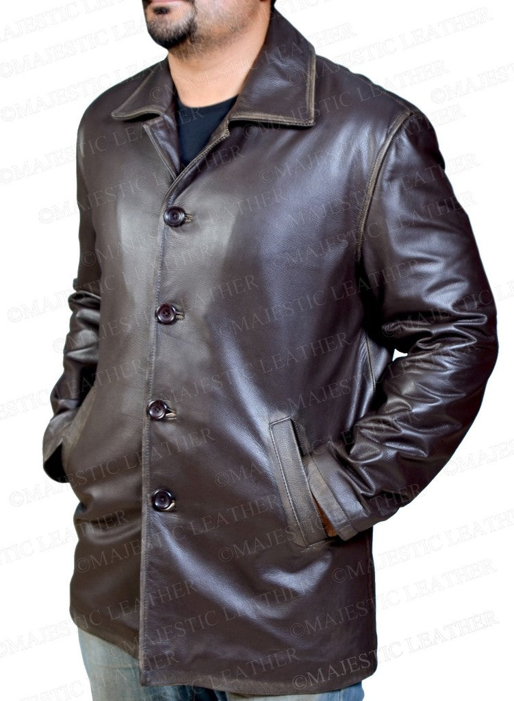 Majestic Leather - Supernatural Dean Winchester Brown Rub Buff distressed Cow Hide Leather Jacket