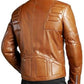 Majestic Leather - Mens Biker Vintage Distressed Brown Slimfit Cafe Racer Motorcycle Leather Jacket