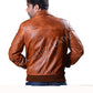 Majestic Leather - Men's Biker Motorcycle Vintage Rust Brown Bomber Winter Leather Jacket-BNWT