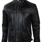 Majestic Leather - Mens Biker Quilted Vintage Distressed Motorcycle Cafe Racer Leather Jacket