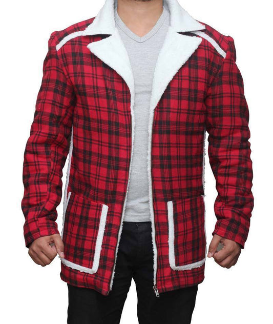 Majestic Leather - Deadpool Wade Wilson Ryan Reynolds Red Shearling Men Fashion Coat Jacket