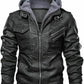 Majestic Leather - Men's Genuine Real Leather Jacket Black Bomber Winter Hooded Jacket Coat