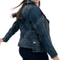 Majestic Leather - WOMEN REAL LEATHER BIKER DISTRESS VINTAGE JACKET SOFT LAMBSKIN