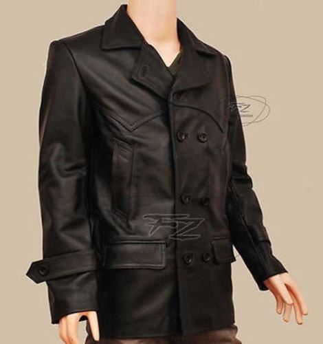 Majestic Leather - NEU HERREN Dr Who TV Serien Eccleston Schwarz Lederjacke/Mantel