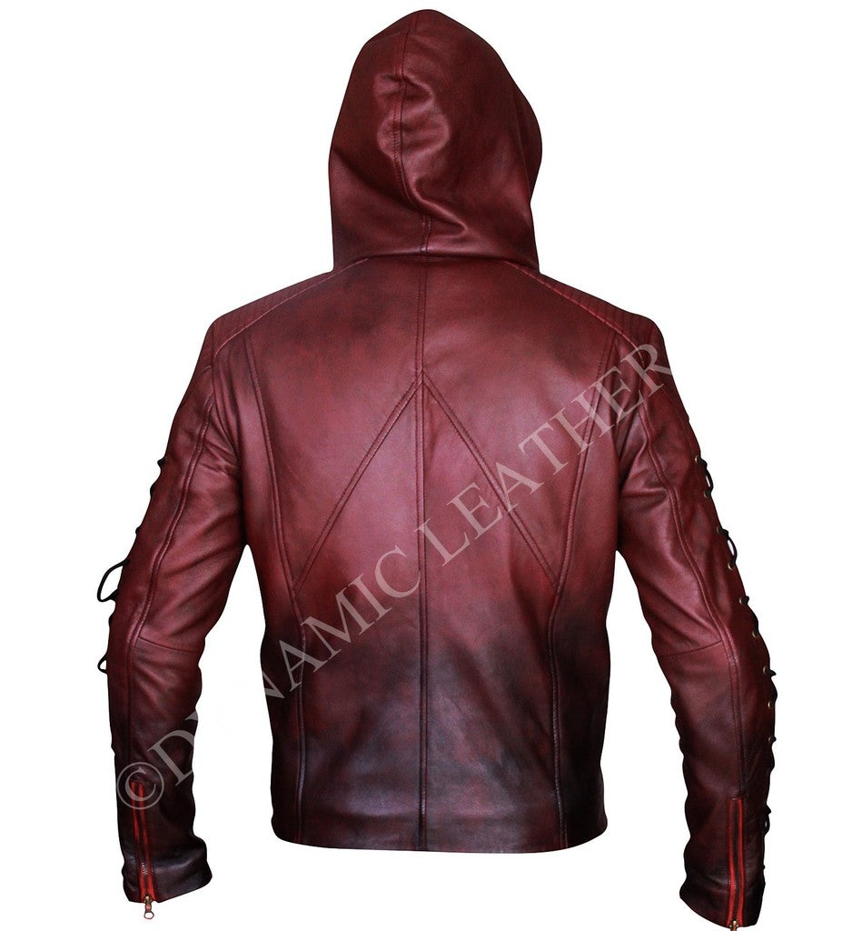 Majestic Leather - Arrow Arsenal Red Colton Haynes Hooded Costume Leather Jacket