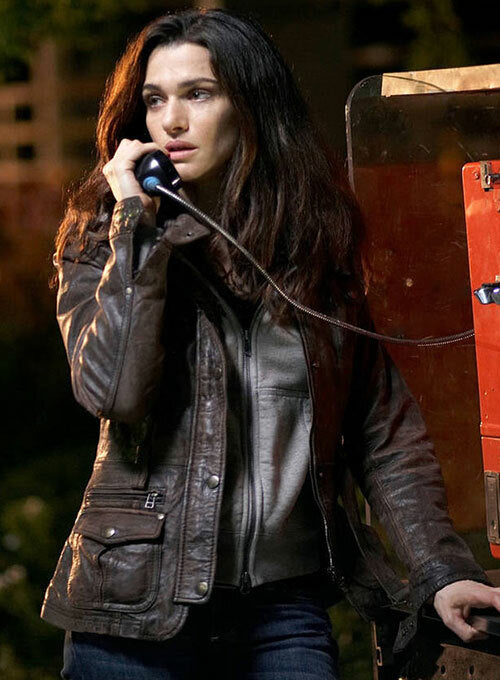 Majestic Leather - WOMENS DISTRESSED BROWN RACHEL WEISZ THE WHISTLEBLOWER LEATHER MID LENGTH JACKET