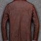 Majestic Leather - Mens Brown Blazer Coat Peacoat Motorcycle Cafe Racer Distress Leather Jacket