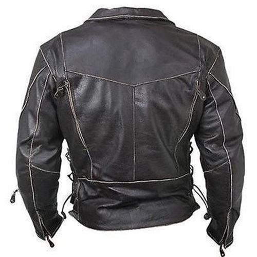 Majestic Leather - Men's Terminator Arnold Brando Black Distressed stylish Cowhide Leather Jacket