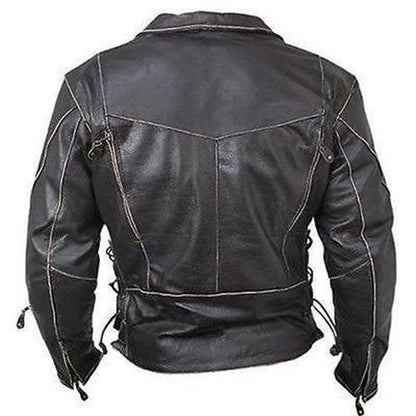 Majestic Leather - Men's Terminator Arnold Brando Black Distressed stylish Cowhide Leather Jacket