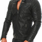 Majestic Leather - Herren Vintage Cafe Racer Schwarz Echtleder Slim Fit Echt Bikerjacke