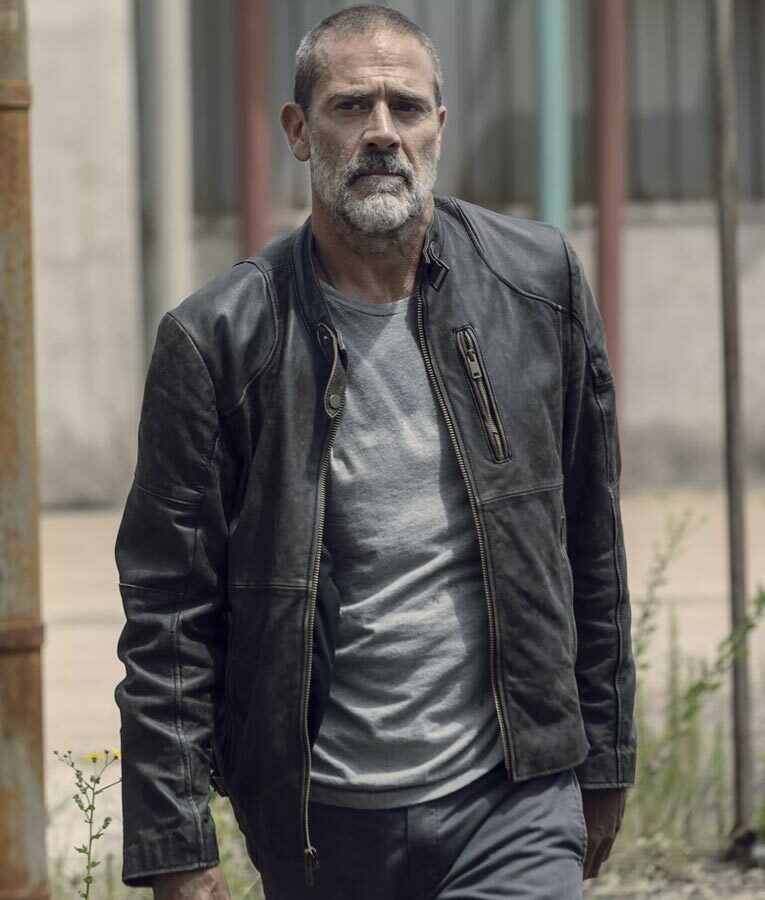 Majestic Leather - The Walking Dead Negan Jeffrey Dekan Morgan Saison 9 Schwarz Lederjacke