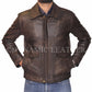 Majestic Leather - Indiana Jones Distressed Brown Genuine Cow Hide Skin Leather Jacket