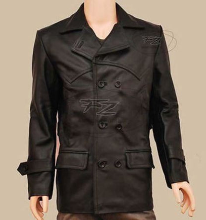Majestic Leather - NEU HERREN Dr Who TV Serien Eccleston Schwarz Lederjacke/Mantel