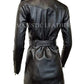 Majestic Leather - Women's Zip-up Long Jacket Belt Real Leather Trench Coats