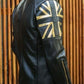 Majestic Leather - Union Jack UK FLAG Cafe Racer Vintage Men Black Motorcycle Biker Leather Jacket
