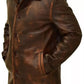 Majestic Leather - New Men's Western Distressed Sheepskin Sheriff Long Real Leather Jacket Coat