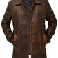 Majestic Leather - New Men's Western Distressed Sheepskin Sheriff Long Real Leather Jacket Coat