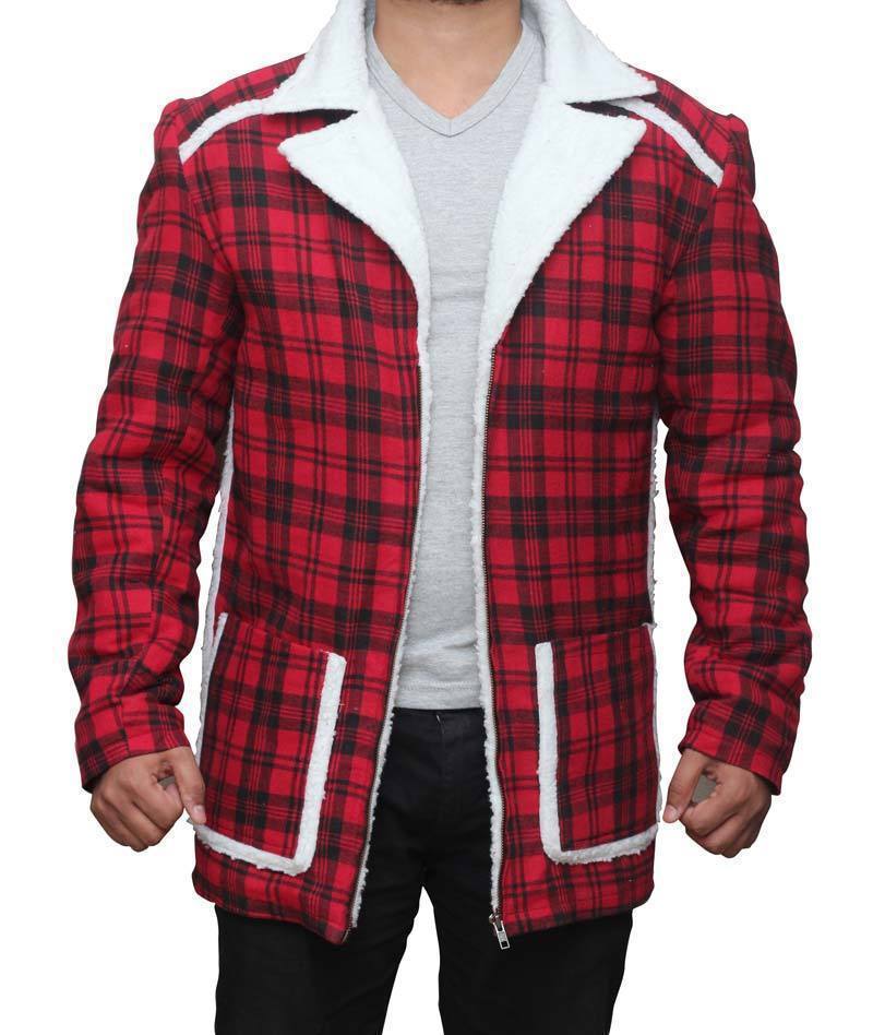 Majestic Leather - Deadpool Wade Wilson Ryan Reynolds Red Shearling Men Fashion Coat Jacket
