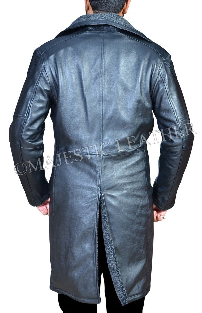 Majestic Leather - Blade Runner 2049 Ryan Gosling (Officer K) Fur Lapel Collar Trench Leather Coat