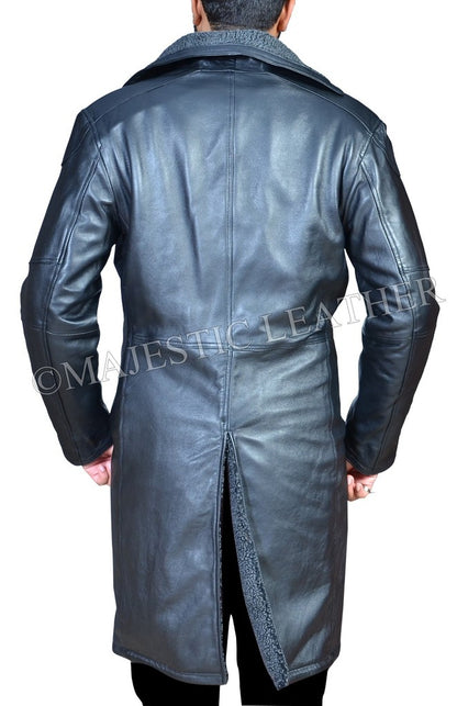 Majestic Leather - Blade Runner 2049 Ryan Gosling (Officer K) Fur Lapel Collar Trench Leather Coat