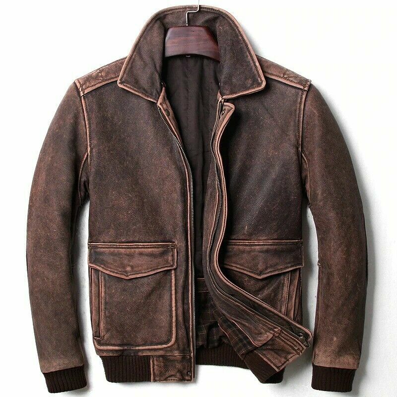 Majestic Leather - Men's Biker Cafe Racer Vintage Motorcycle Distressed Brown Leather Jacket