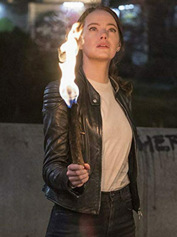 Majestic Leather - STYLISH WICHITA ZOMBIELAND DOUBLE TAP EMMA STONE BLACK WOMEN'S LEATHER JACKET