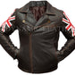 Majestic Leather - Mens Biker Vintage Distressed Brown Union Jack 2 Cafe Racer Leather Jacket