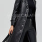 Majestic Leather - Ladies Women Black Genuine Real Leather Pea Coat - BNWT