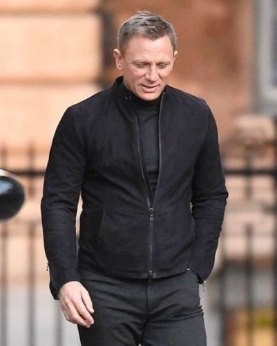 Majestic Leather - James Bond Spectre 100% Genuine Lamb Black Suede Leather Jacket With Two Way Zip
