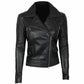 Majestic Leather - Women's Stylish Gal Gadot Black Slim Fit Biker Style Moto Real Leather Jacket