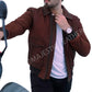 Majestic Leather - New Aviator Bomber Pilot Brown Nubuck Leather Jacket