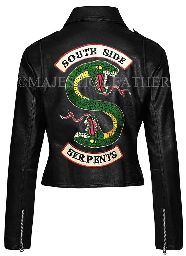 Majestic Leather - Riverdale Southside Serpents Jughead Jones Femmes Veste Motard Simili Cuir