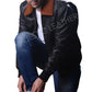 Majestic Leather - Mens G-1 Navy Leather Bomber Distressed Brown Real Leather Jacket
