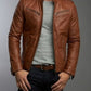 Majestic Leather - Men's Real Lambskin Tan Brown Leather Motorcycle Jacket Slim fit Biker Jacket