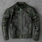 Majestic Leather - Mens Biker Vintage Motorcycle Distressed Black Cafe Racer Leather Jacket