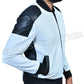 Majestic Leather - Mens Leather Bomber Slim Fit White and Black Real Soft Perforated Leather Jacket