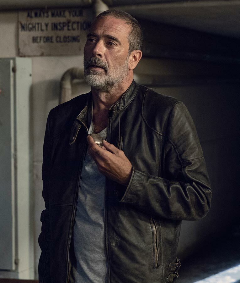 Majestic Leather - The Walking Dead Negan Jeffrey Dekan Morgan Saison 9 Schwarz Lederjacke