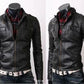 Majestic Leather - Mens Strap Pocket Slim Fit Stylish Sheepskin Leather Jacket