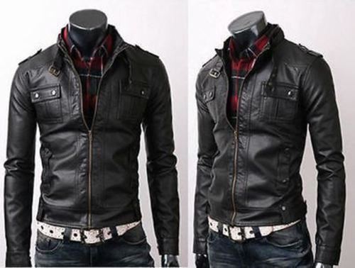 Majestic Leather - Mens Strap Pocket Slim Fit Stylish Sheepskin Leather Jacket